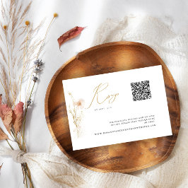 Romantisch Goud Blush Bruiloft Website QR Code RSVP Kaartje