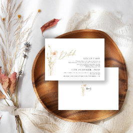 Romantisch Goud & Blush Geperst Bloemen Bruiloft Informatiekaartje