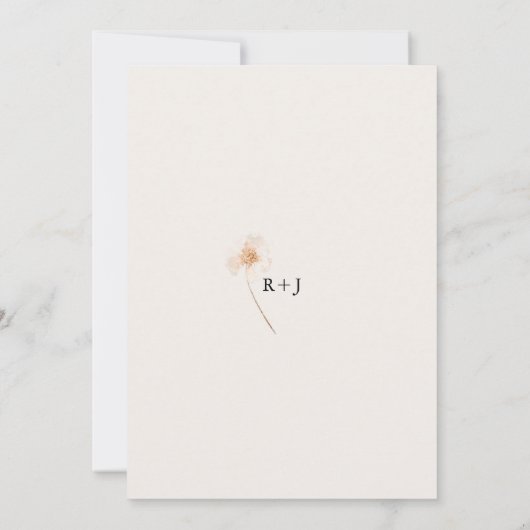 Romantisch Goud & Blush Geperst Bloemen Bruiloft Kaart (Achterkant)