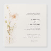 Romantisch Goud & Blush Geperst Bloemen Bruiloft Magnetische Uitnodiging (Voorkant)