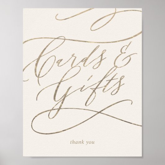 Romantisch Goud Calligrafie | Ivoren Kaarten en Ca Poster (Voorkant)