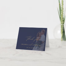 Romantisch Goud Calligrafie Marine Huwelijks Dankj