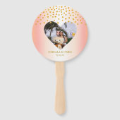 Romantisch goud confetti op roze goud gepersonalis handwaaier (Voorkant)