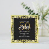 Romantisch goud decoratief ingelijst 50ste verjaar kaart (Staand voorkant)