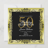 Romantisch goud decoratief ingelijst 50ste verjaar kaart (Voorkant)