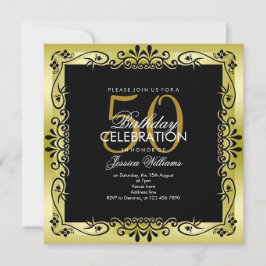 Romantisch goud decoratief ingelijst 50ste verjaar kaart