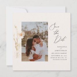 Romantisch Goud en Blush Geperst Bloemen Foto Kaart