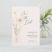 Romantisch Goud en Blush Geperst Bloemen Foto Save The Date (Staand voorkant)