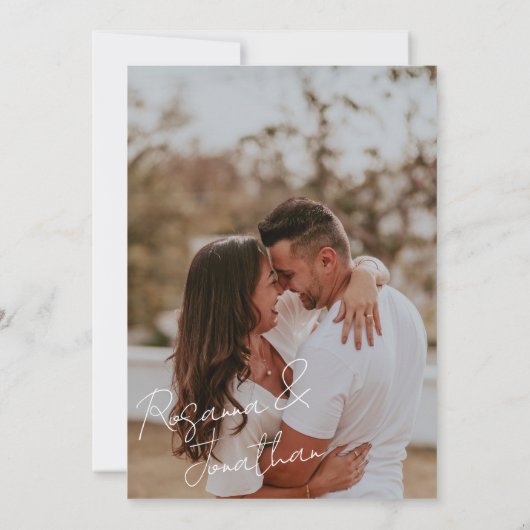 Romantisch Goud en Blush Geperst Bloemen Foto Save The Date (Achterkant)