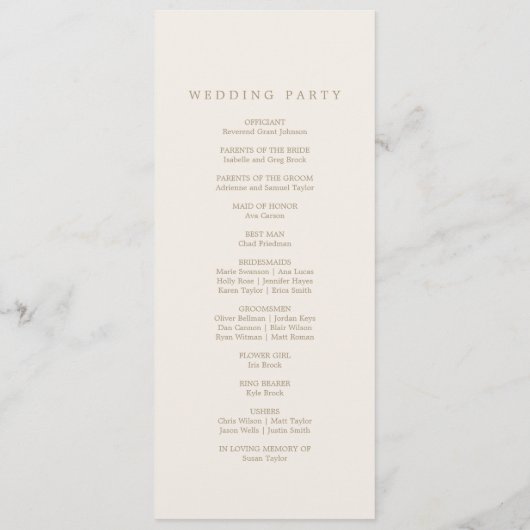 Romantisch Goud en Ivoor Monogram Huwelijksprogram Programmakaart (Achterkant)