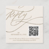 Romantisch Goud en Ivoor QR Code Bruiloft RSVP Informatiekaartje (Voorkant)