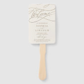 Romantisch Goud en Ivoor Receptie Trouwprogramma Handwaaier (Voorkant)
