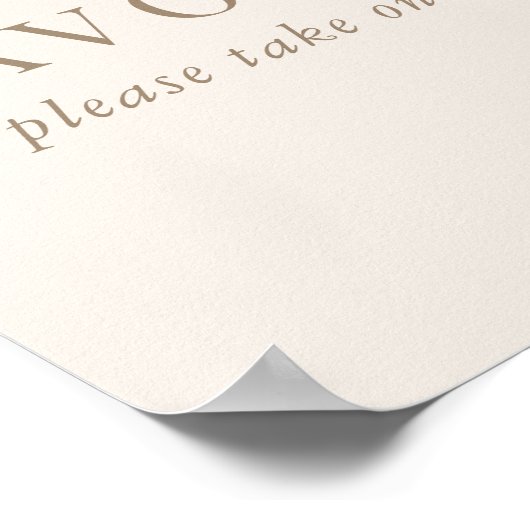  Romantisch goud en ivoor Weddin Favors Sign Poster (Hoek)