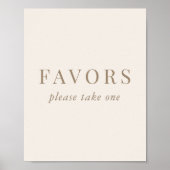  Romantisch goud en ivoor Weddin Favors Sign Poster (Voorkant)