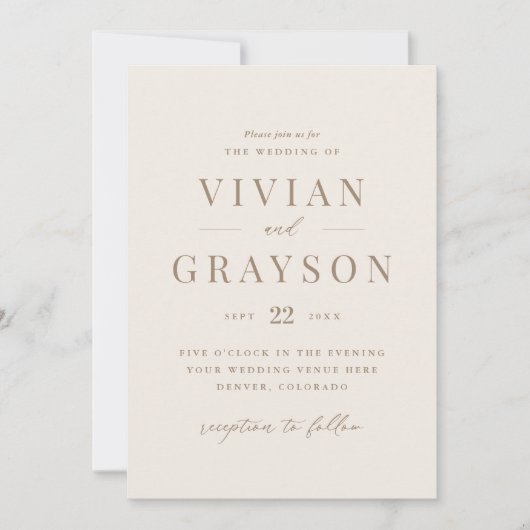 Romantisch goud en Ivory Wedding Kaart (Voorkant)