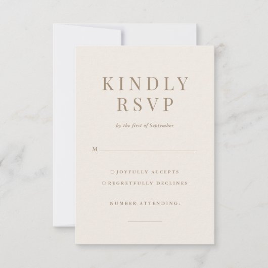 -Romantisch goud- en Ivory Wedding RSVP-kaart RSVP Kaartje (Voorkant)