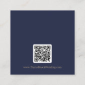 Romantisch Goud en Marine QR Code Bruiloft Details Informatiekaartje (Achterkant)