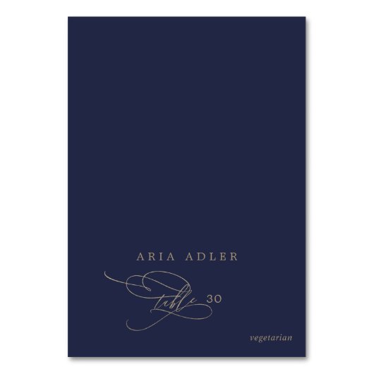Romantisch Goud en Navy Menu Optie Plaatskaarten Kaart (Voorkant)