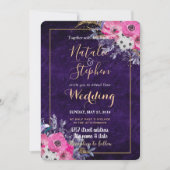 Romantisch goud en paars collectie voor bloemetjes kaart (Voorkant)