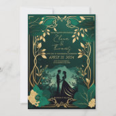 Romantisch Goud en Smaragdgroen Kaart (Voorkant)