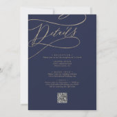 Romantisch goud en zeemacht in één QR-code bruilof Kaart (Achterkant)