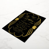Romantisch goud folie | Navy blauwe kader trouw Uitnodiging (Gedraaid)