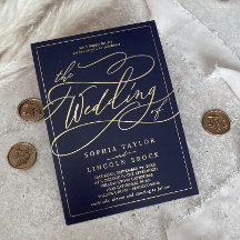 Romantisch goud folie | Navy Blauwe Trouwlijst Uit