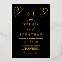 Romantisch goud folie | Zwarte monogram bruiloft