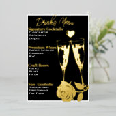Romantisch Goud-Gefoild Cocktaillunch Bar Menu (Staand Voorkant)