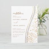 Romantisch Goud Glitter Islamitische Moslim Bruilo Kaart (Staand voorkant)