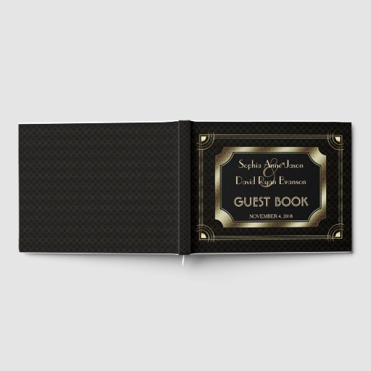 Romantisch Goud Great Gatsby Art Deco 20s Bruiloft Gastenboek (Volledig)