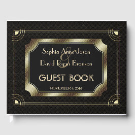 Romantisch Goud Great Gatsby Art Deco 20s Bruiloft Gastenboek