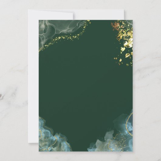 Romantisch Goud Groen Marmer Fantasy2 Huwelijk Kaart (Achterkant)