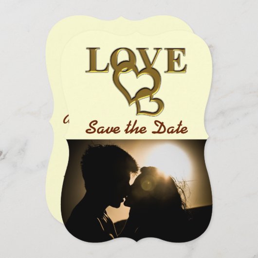 Romantisch goud in elkaar grijpende harten, foto,  kaart (Voorkant / Achterkant)