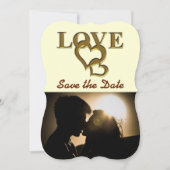 Romantisch goud in elkaar grijpende harten, foto,  kaart (Voorkant)