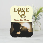 Romantisch goud in elkaar grijpende harten, foto,  kaart (Staand voorkant)