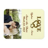 Romantisch goud in elkaar grijpende harten uw foto magneet (Horizontaal)