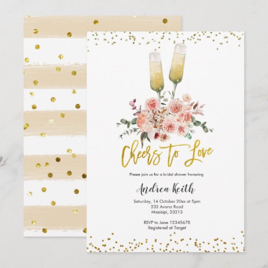 Romantisch goud juicht om van Vrijgezellenfeest te Kaart (Voorkant / Achterkant)