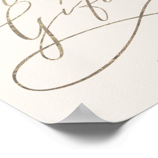 Romantisch goud kalligrafie | Ivoren kaarten en ge Poster (Hoek)