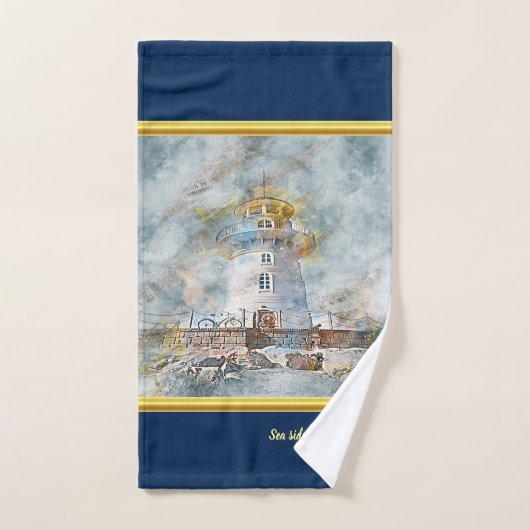 Romantisch goud met nautische kust Vuurtoren db Bad Handdoek (Handdoek)