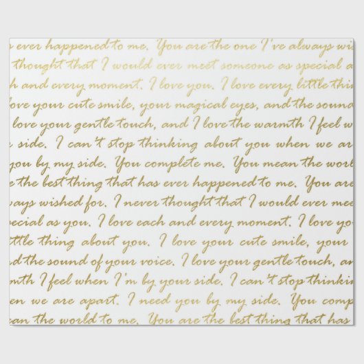 Romantisch goud modern script typografie trouwen  cadeaupapier (Vlak)