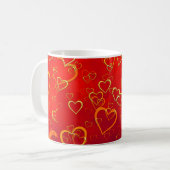 Romantisch Goud Rode Harten Valentijnsdag Koffiemok (Voorkant links)