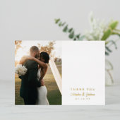 Romantisch Goud Script Trouwfoto Dank u Folie Uitnodiging (Staand Voorkant)