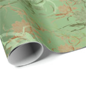 Romantisch, goud, teal,, waterverf, chic, bloem cadeaupapier (Rol Hoek)