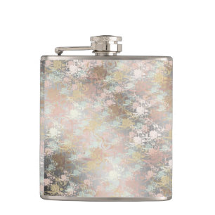 Romantisch, goud, Teal,, Waterverf, Chic, Bloem Heupfles