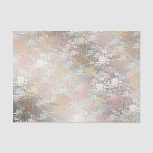 Romantisch, goud, Teal,, Waterverf, Chic, Bloem Tissuepapier (Voorkant)