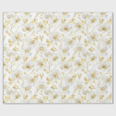 Romantisch Goud Wit Bloemen Vrijgezellenfeest Cadeaupapier (Vlak)