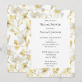 Romantisch Goud Wit Bloemen Vrijgezellenfeest Kaart (Voorkant / Achterkant)