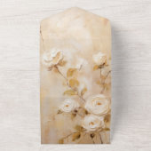 Romantisch Goud Wit Rozen All In One Uitnodiging (Buitenkant)