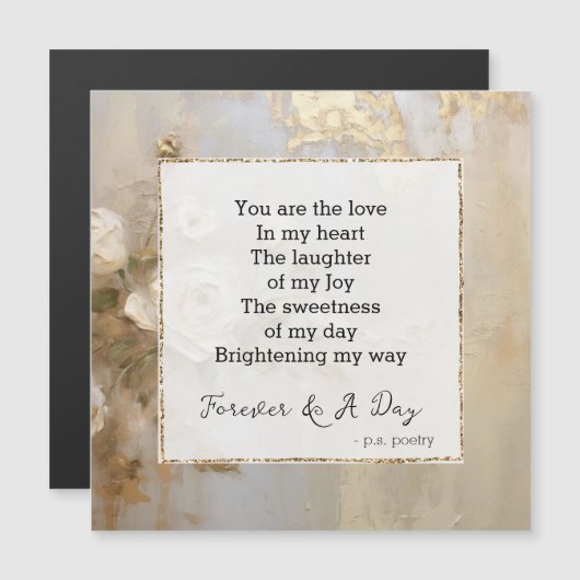 Romantisch goud wit rozen voor altijd gedicht (Voorkant / Achterkant)